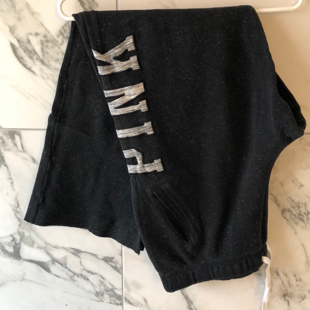 VS Pink, Heathered black sweatpants, large